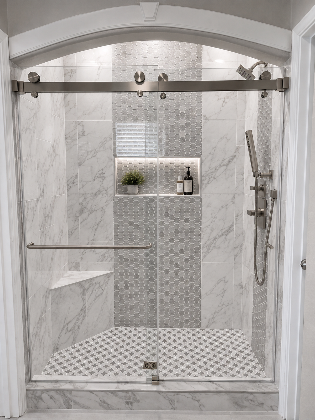 Crystal tile luxury shower by Southern Interiors